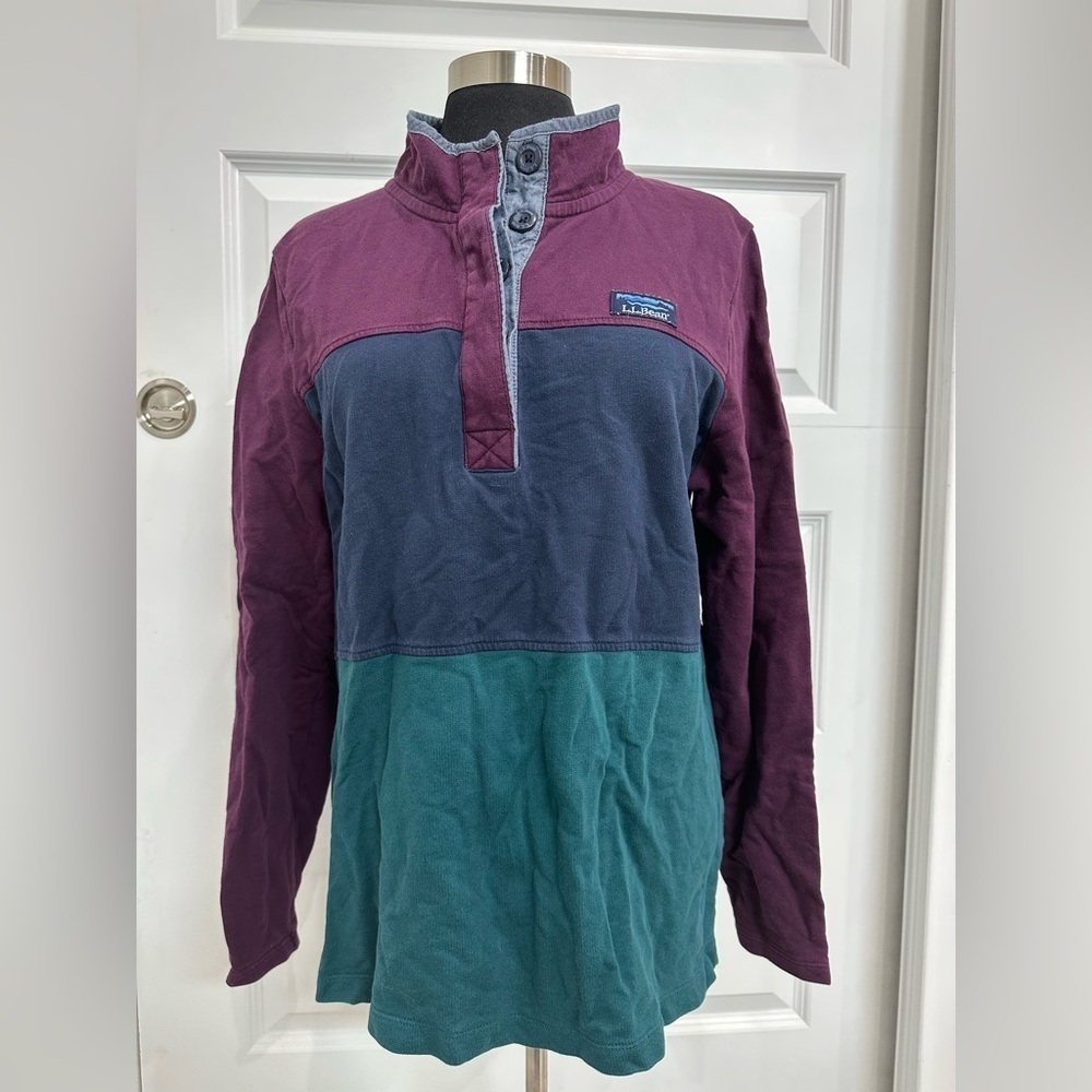 L.L. Bean Women’s L Striped Colorblock Cotton Rugby Style Shirt Popover 506312